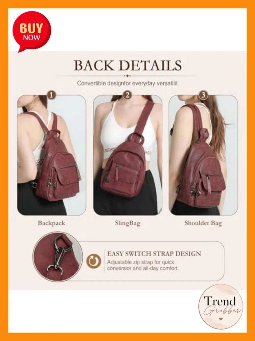 Convertible Anti-Theft Small Backpack Purse for Women, Faux Leather